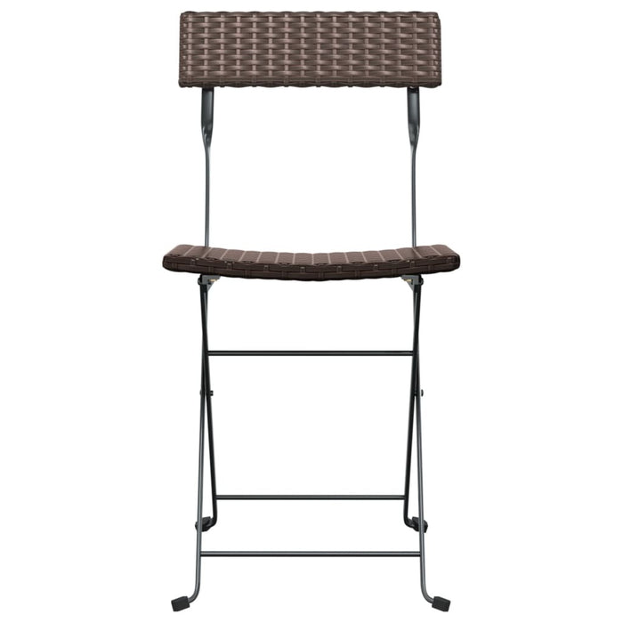 Folding Bistro Chairs 2pcs Poly Rattan Steel Frame Outdoor Patio Seating Brown