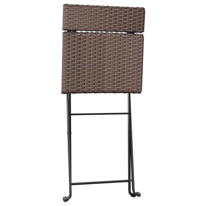 Folding Bistro Chairs 2pcs Poly Rattan Steel Frame Outdoor Patio Seating Brown