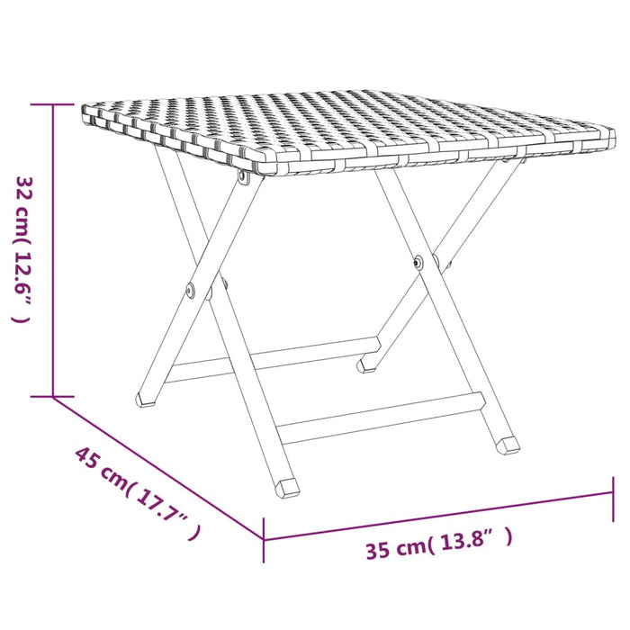 Folding Table Black 45x35x32 cm Poly Rattan