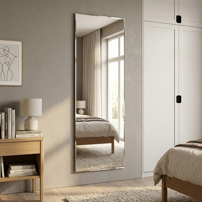 Full Length Rectangle Frameless Mirror Beveled Edge Home Furniture Décor