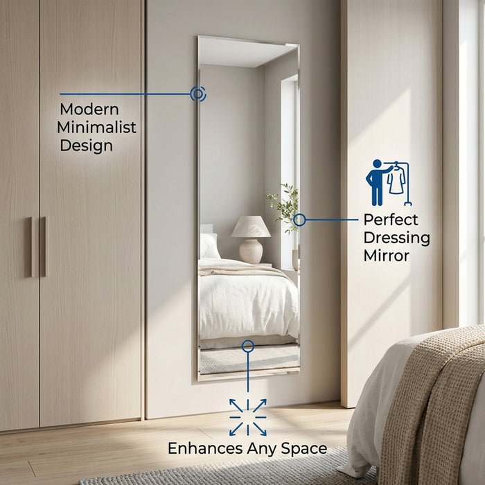 Full Length Rectangle Frameless Mirror Beveled Edge Home Furniture Décor