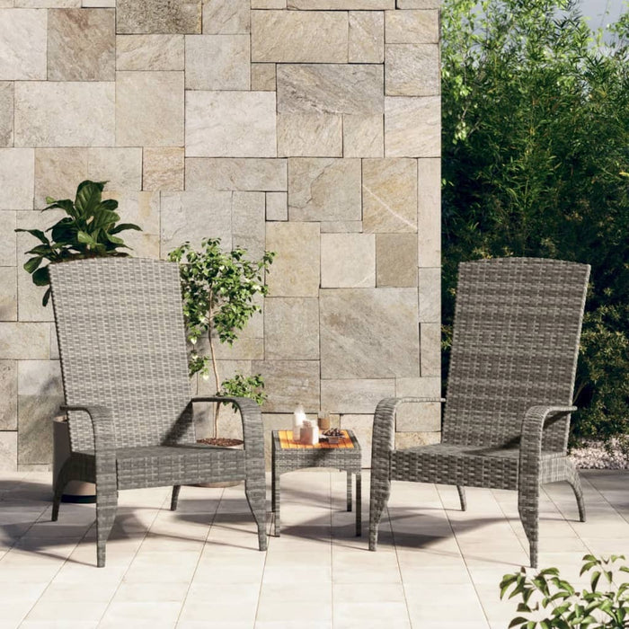 Garden Adirondack Chair Poly Rattan Steel Frame Outdoor Patio Seating Grey