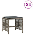 Garden Stools 4pc Poly Rattan Steel Frame Cushions Outdoor Patio Seating Grey