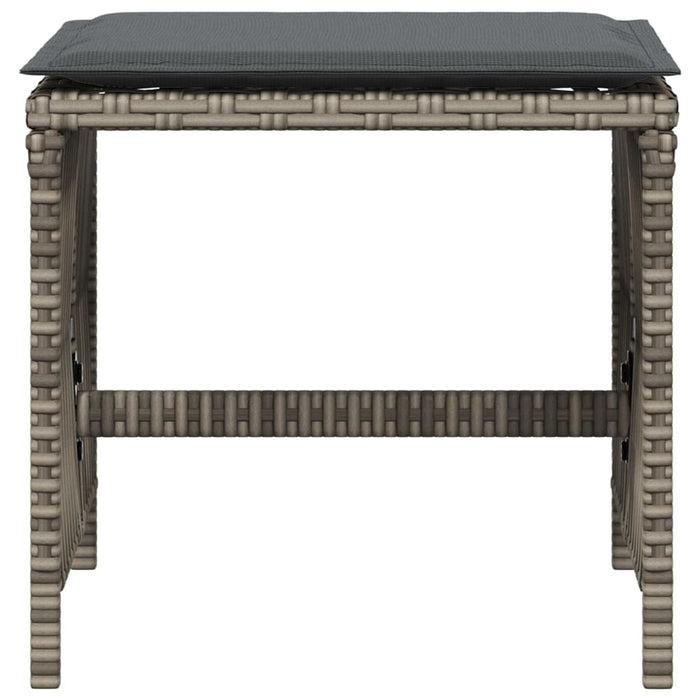 Garden Stools 4pc Poly Rattan Steel Frame Cushions Outdoor Patio Seating Grey