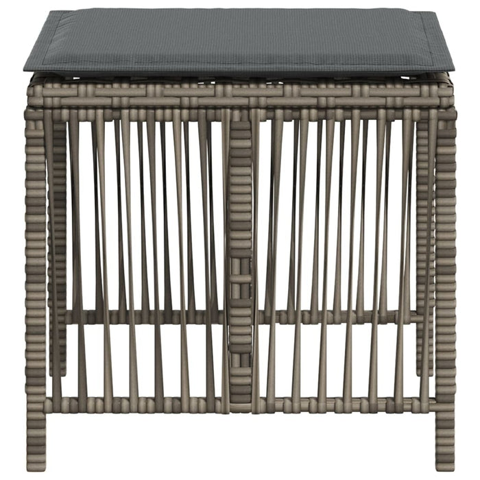 Garden Stools 4pc Poly Rattan Steel Frame Cushions Outdoor Patio Seating Grey