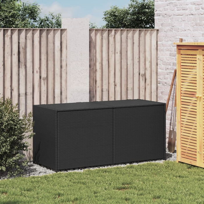 Garden Storage Box Poly Rattan Steel Frame Water Resistant 283L Outdoor Black
