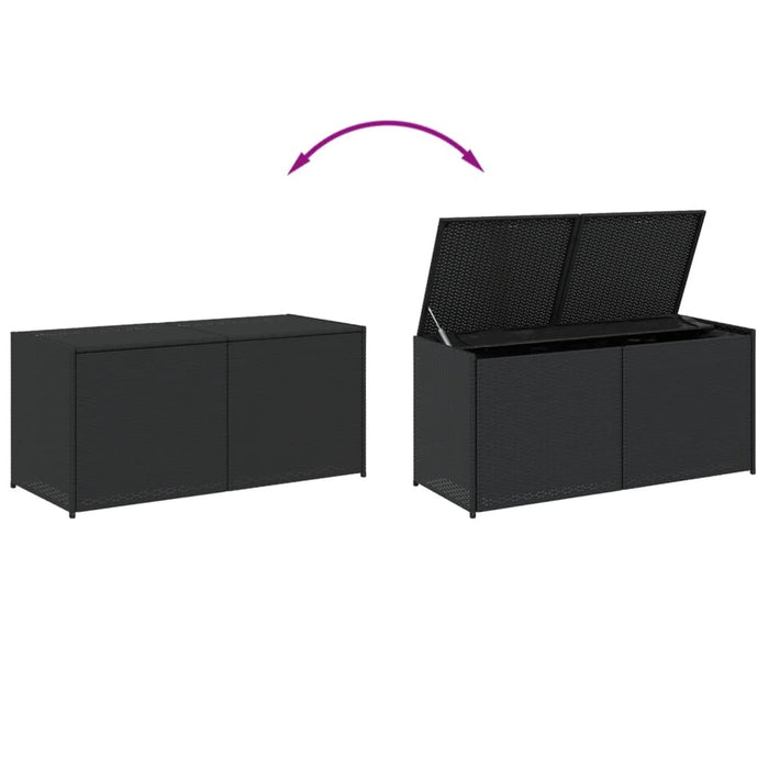 Garden Storage Box Poly Rattan Steel Frame Water Resistant 283L Outdoor Black