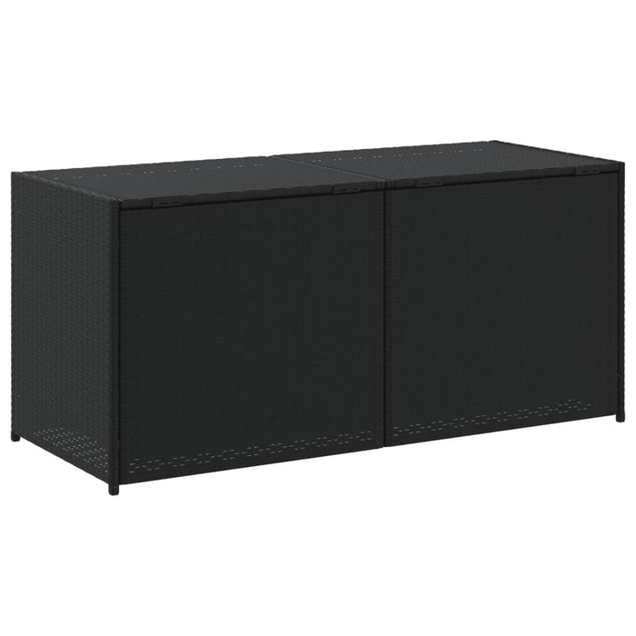 Garden Storage Box Poly Rattan Steel Frame Water Resistant 283L Outdoor Black
