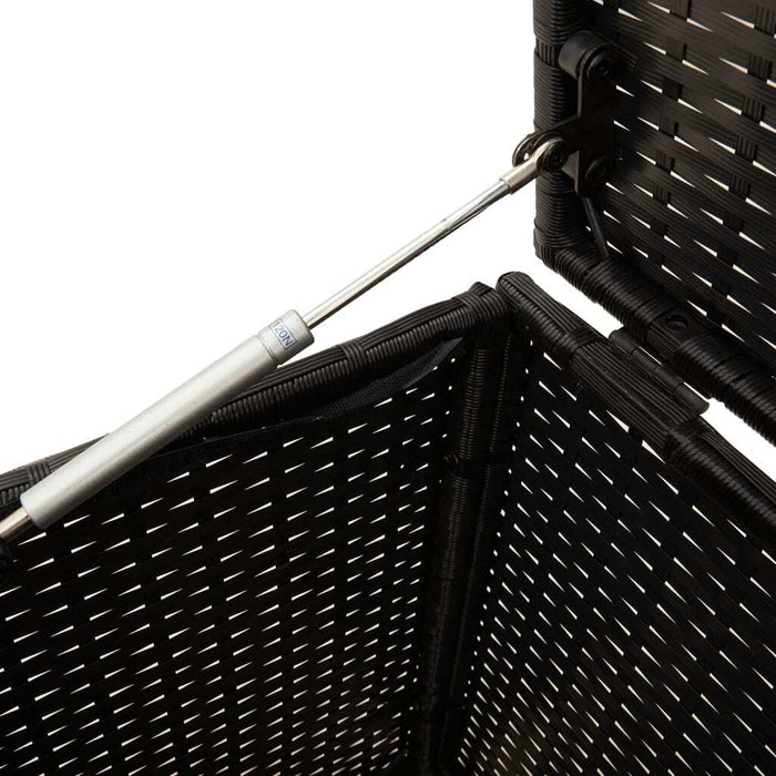Garden Storage Box Poly Rattan Steel Frame Water Resistant 283L Outdoor Black