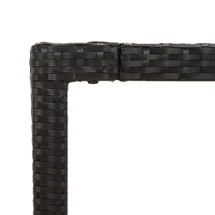 Garden Table Poly Rattan Solid Acacia Wood Top Steel Frame 150x90x75cm Black