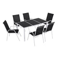 Gardeon 7 Piece Outdoor Dining Set Steel Textilene Patio Furniture Table and Chairs Black