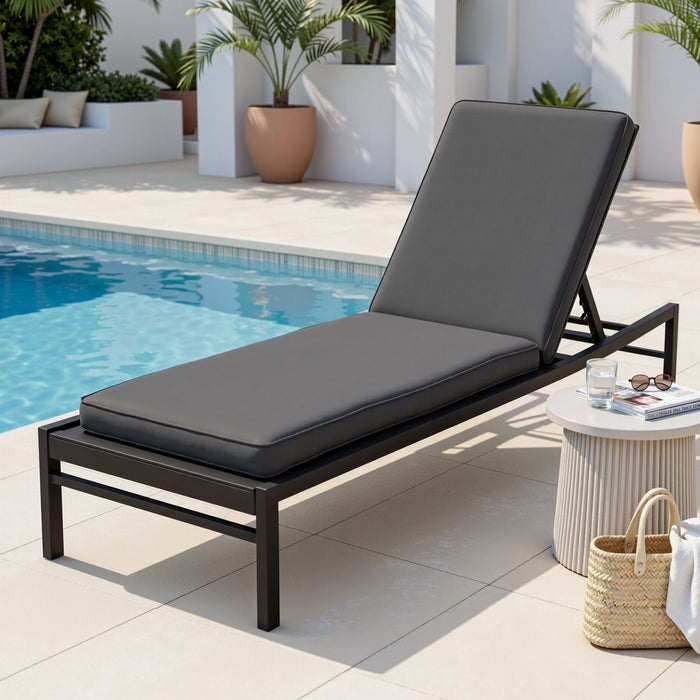 Gardeon Outdoor Chaise Lounge Cushion Chair Pad Sunbed Mattress Grey