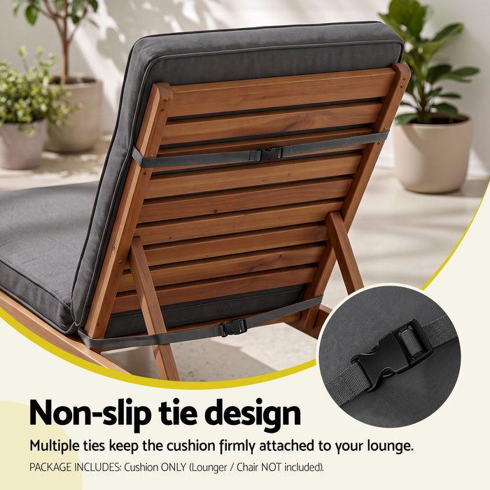 Gardeon Outdoor Chaise Lounge Cushion Chair Pad Sunbed Mattress Grey
