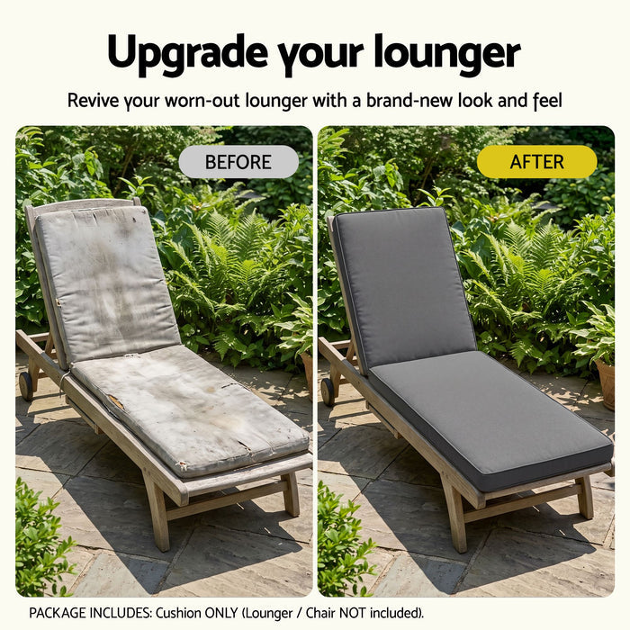 Gardeon Outdoor Chaise Lounge Cushion Chair Pad Sunbed Mattress Grey