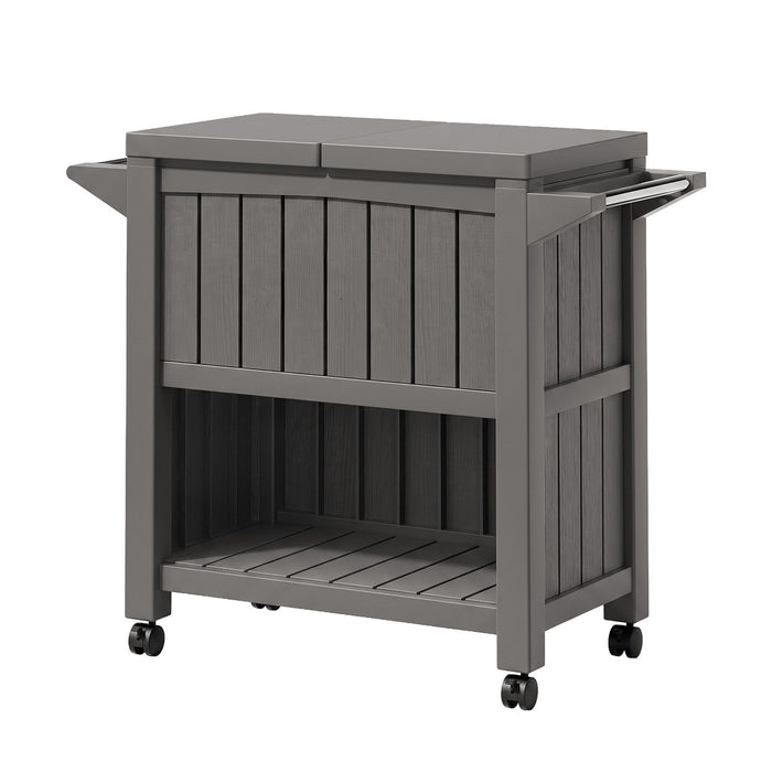 Gardeon Outdoor Storage Cabinet Box 80L Ice Bucket Cooler Rolling Kitchen Trolley Brown