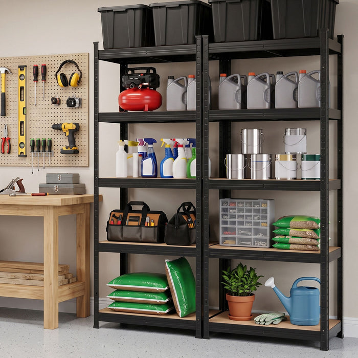 Giantz 2-Rack Garage Shelving 1.6X0.8m MDF Warehouse Storage Rack Black