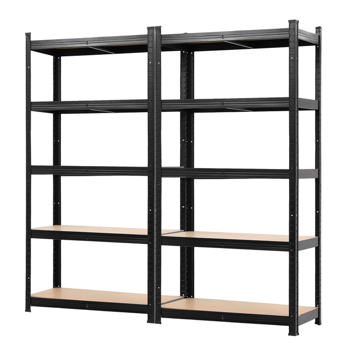 Giantz 2-Rack Garage Shelving 1.6X0.8m MDF Warehouse Storage Rack Black