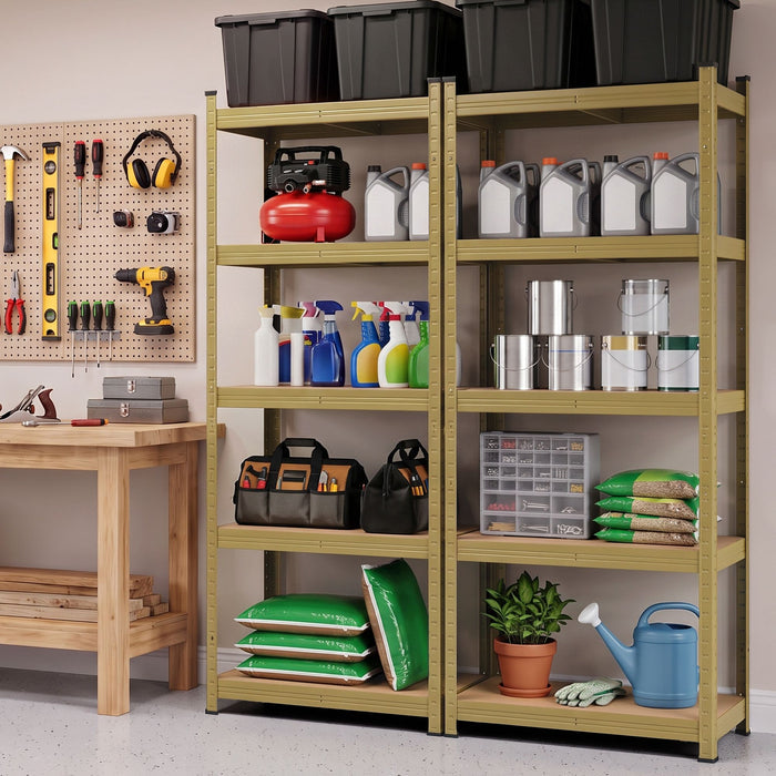 Giantz 2-Rack Garage Shelving 1.6X0.8m MDF Warehouse Storage Rack Yellow