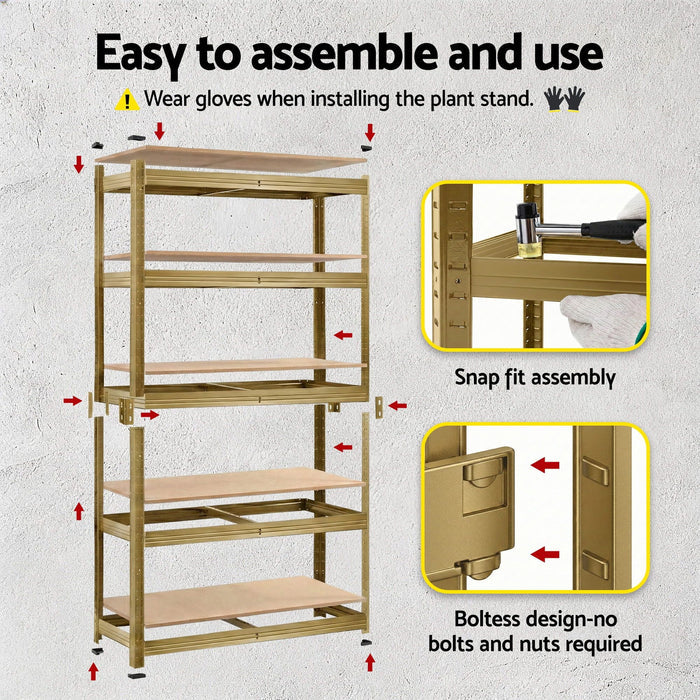 Giantz 2-Rack Garage Shelving 1.6X0.8m MDF Warehouse Storage Rack Yellow