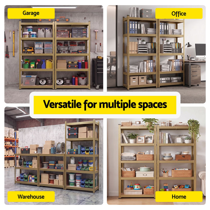 Giantz 2-Rack Garage Shelving 1.6X0.8m MDF Warehouse Storage Rack Yellow