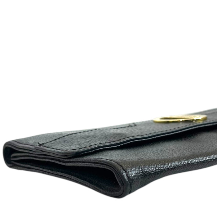 Versace Gold-tone Medusa Head Emblem Black Leather Wallet