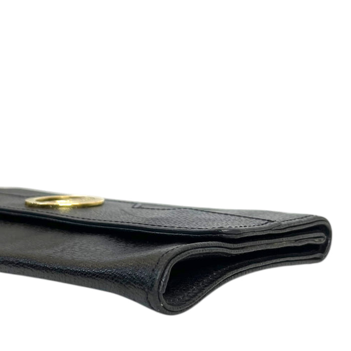 Versace Gold-tone Medusa Head Emblem Black Leather Wallet