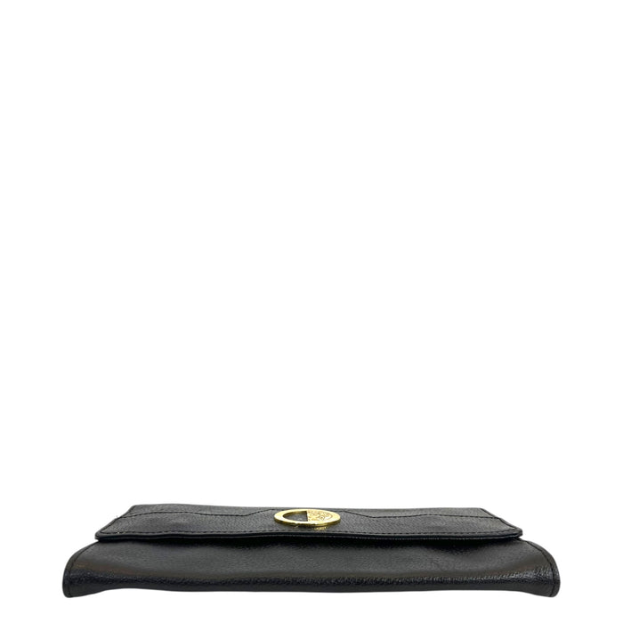 Versace Gold-tone Medusa Head Emblem Black Leather Wallet