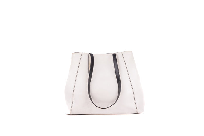 H Logo Pocket Leather Shopping Bag