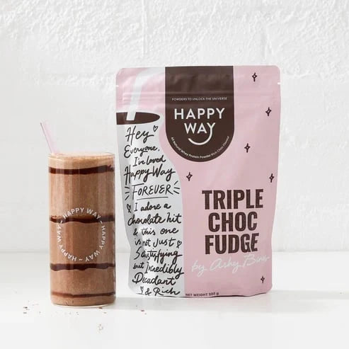 Happy Way Ashy Bines Whey Protein Powder 500g Triple Choc Fudge