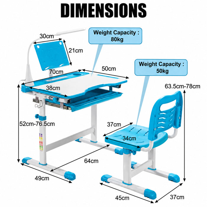 Home School Children Desk and Chair Set Boys Girls Kids Study Furniture