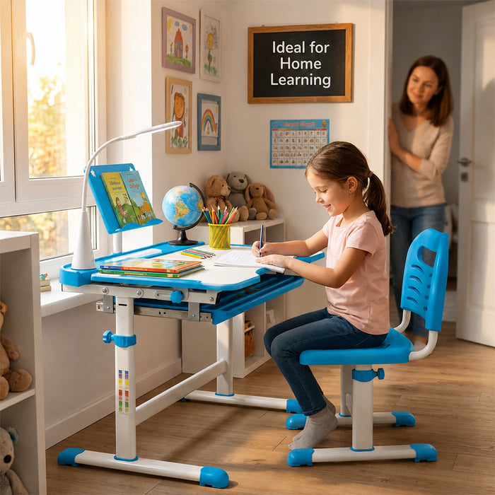 Home School Children Desk and Chair Set Boys Girls Kids Study Furniture