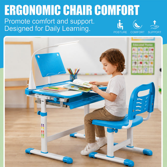 Home School Children Desk and Chair Set Boys Girls Kids Study Furniture