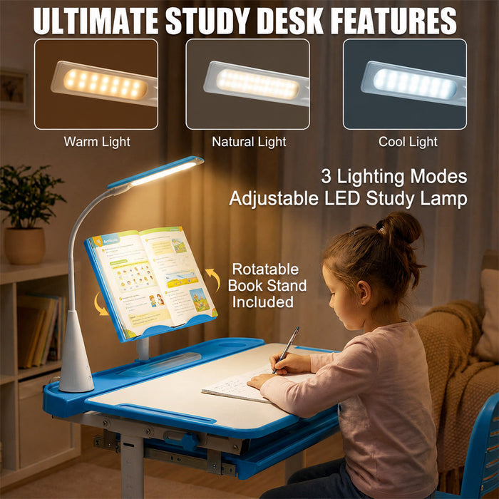Home School Children Desk and Chair Set Boys Girls Kids Study Furniture