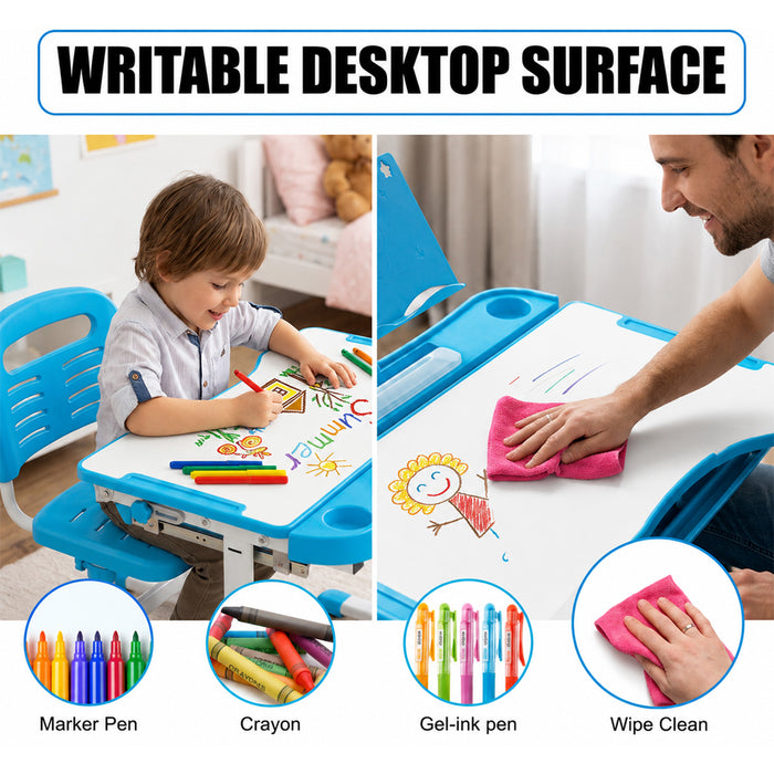 Home School Children Desk and Chair Set Boys Girls Kids Study Furniture