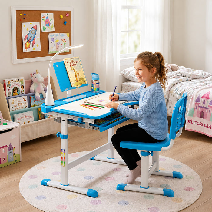 Home School Children Desk and Chair Set Boys Girls Kids Study Furniture
