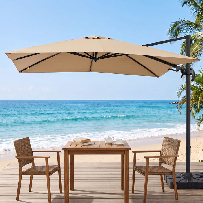 Instahut Outdoor Umbrella 3m Left-right Tilt Cantilever Patio Parasol Beige