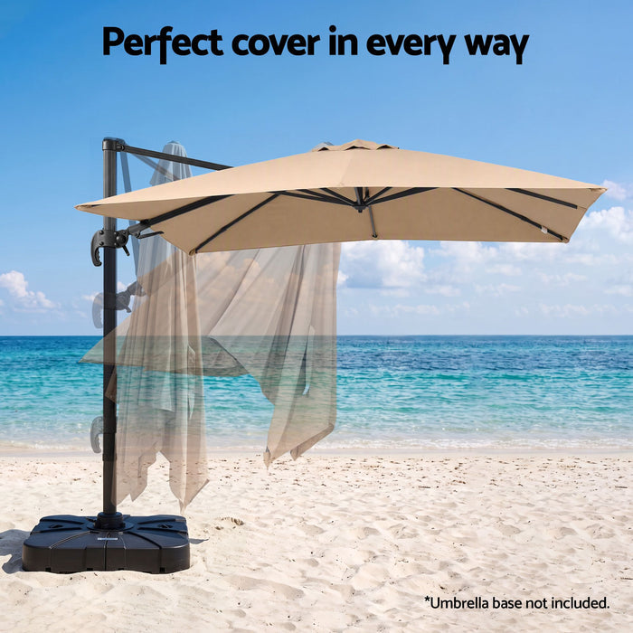 Instahut Outdoor Umbrella 3m Left-right Tilt Cantilever Patio Parasol Beige