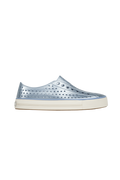 Side view of a Native Shoes Adults Jefferson Arc Wf Metallic Footwear in Skyway Blue Metallic / Whisper White