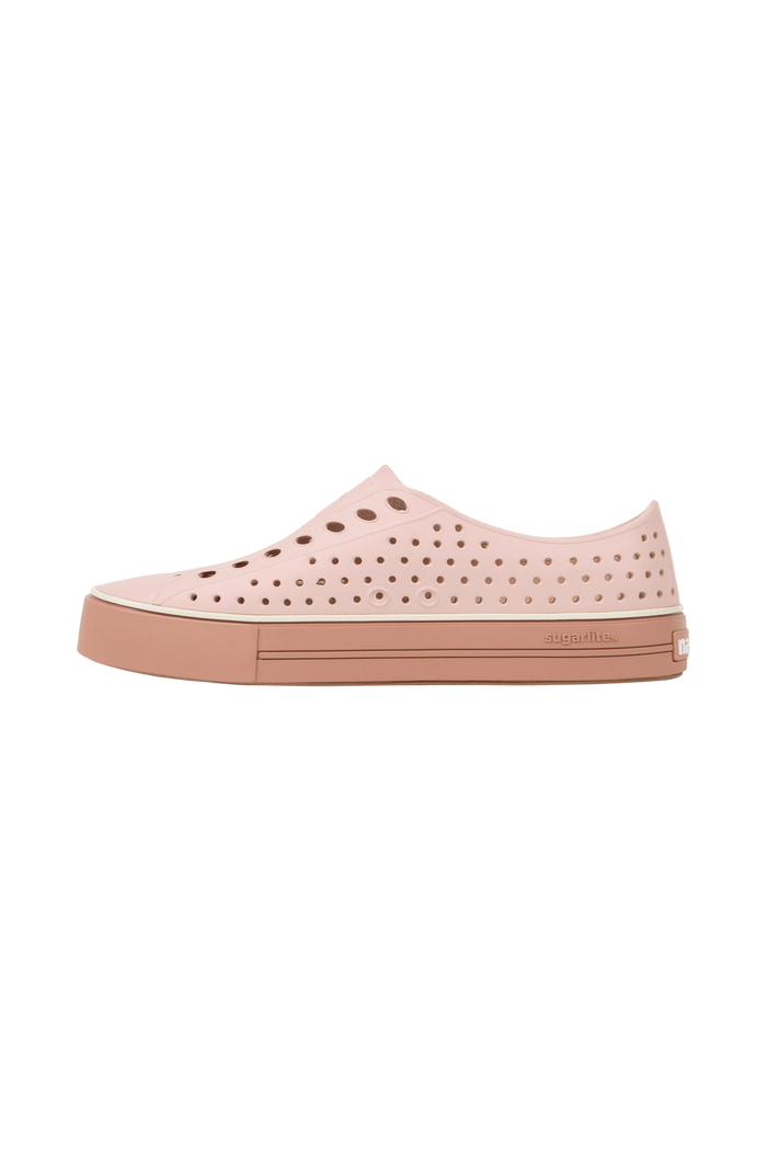Angled view of a Native Shoes Jefferson Arc Wanderfoam | Chameleon Pink / Bruschetta Brown Footwear in Chameleon Pink / Bruschetta Brown