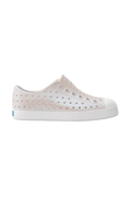 Side view of a Native Shoes Kids Jefferson Bio-Bling Kids Footwear in Shell White Bling / Shell White