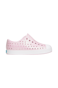 Side view of a Native Shoes Kids Jefferson Bio-Bling Kids Footwear in Barely Pink Bling / Shell White