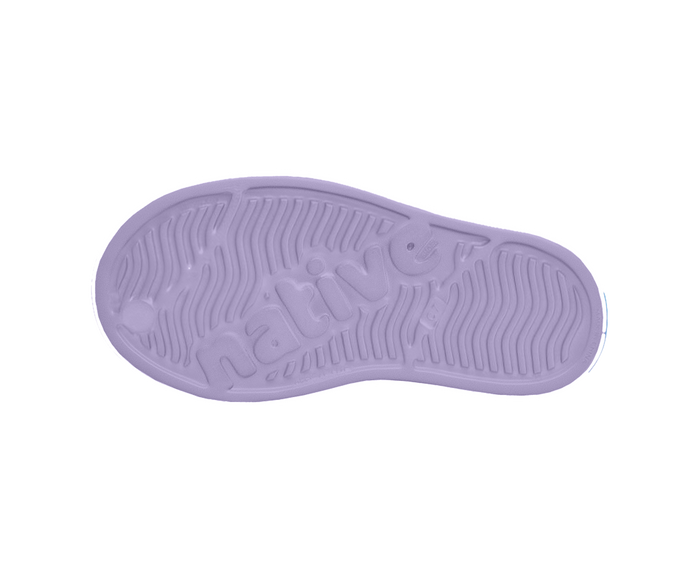 Bottom view of a Native Shoes Kids Jefferson Bio-Bling Kids | Fresco Twirling Bling / Shell White Footwear in Fresco Twirling Bling / Shell White