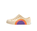 Side view of a Native Shoes Kids Jefferson Block Kids Footwear in Bone White / Bone White / Apricot Dazzle Ultra Circle
