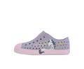 Side view of a Native Shoes Kids Jefferson Block Kids Footwear in Future Purple / Barely Pink / Unicorn Block