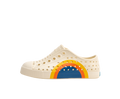 Side view of a Native Shoes Kids Jefferson Block Kids Footwear in Bone White / Bone White / Spicy Laflame Vallarta Circle