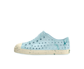 Side view of a Native Shoes Kids Jefferson Bloom Print Kids Footwear in Dawn Blue / Bone White Speckles / Light Water