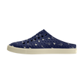 Side view of a Native Shoes Adults Jefferson Clog Wanderfoam Prnt Footwear in Bone White / Bone White / Regatta Hearts