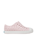 Side view of a Native Shoes Kids Jefferson Kids Footwear in Milk Pink / Shell White