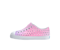 Side view of a Native Shoes Kids Jefferson Print Kids Footwear in Shell White / Shell White / Barely Taro Blur