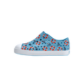 Side view of a Native Shoes Kids Jefferson Print Kids Footwear in Aquarius Blue / Shell White / Anchors